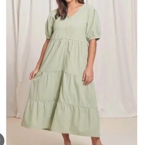 NWOT Tradlands Kindred Midi Dress Crinkle Cotton
